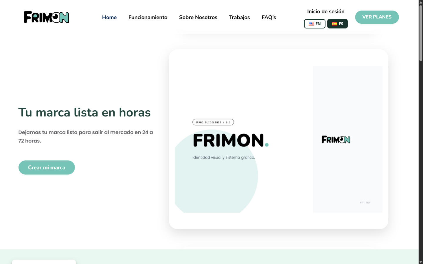 Ejemplo de pagina web de branding e identidad de marca - Frimon (Argentina)