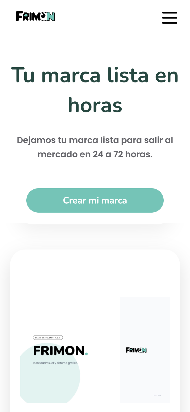 Ejemplo de pagina web de branding e identidad de marca en mobile - Frimon (Argentina)