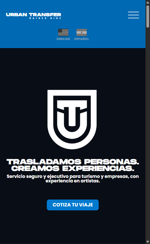 Ejemplo de pagina web de servicios de traslados premium en mobile - UrbanTransfer